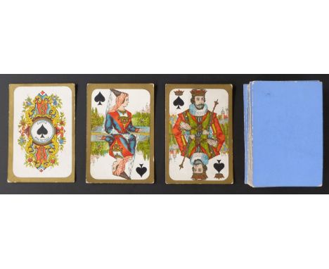 Daveluy, Bruges. Cartes Moyen-Ages, Belgium playing cards. Double ended courts. Highlighted in gilt including borders etc.  B