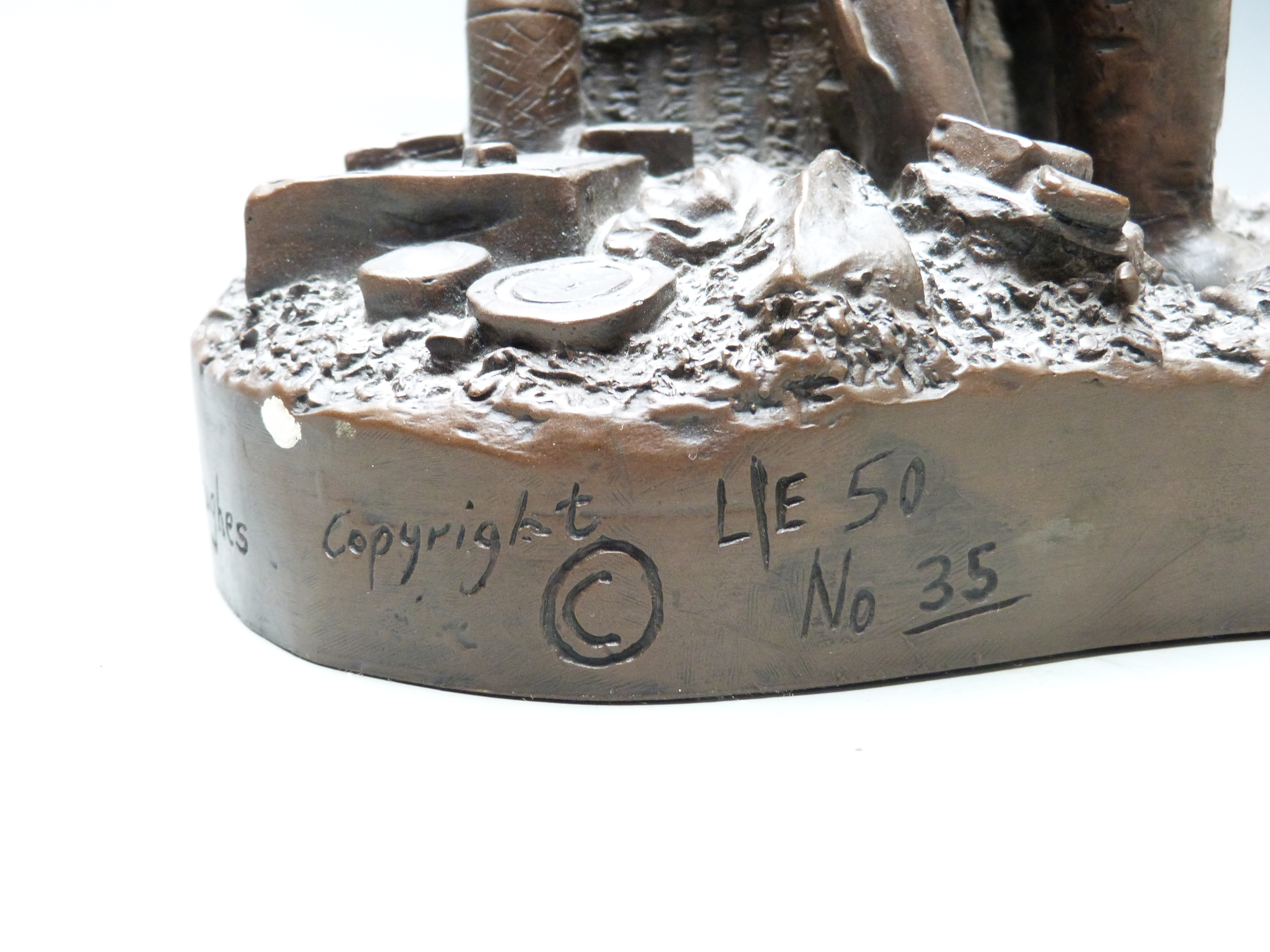 Three David Hughes sculptures one limited edition (number 4) Fisherman