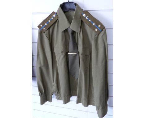 Russian Army uniform jacket and two shirts etc with officer's shoulder boards, size S/M