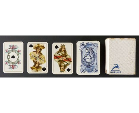 S.D. Modiano, Trieste, Italy patience playing cards. Double ended courts in Rococo style, round corners, no indices. 52 cards
