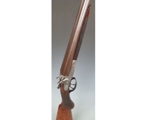 T Williamson 12 bore side by side hammer action shotgun with engraved bird scenes to the named locks, engraved decoration to 