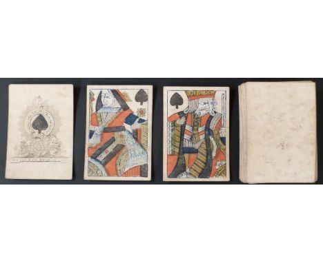 Sutton & Co, England Knights playing cards. Full length standard courts. Plain backs. 52 cards. c1800