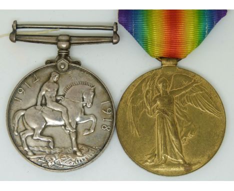 British Army WWI medals comprising War medal and Victory Medals named to 261808 Dvr G Brice Royal Artillery