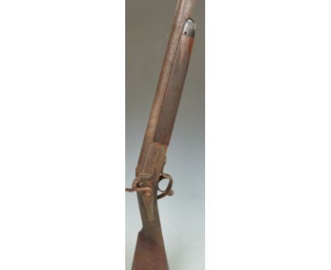 Unnamed 16 bore single barrelled hammer action shotgun with border engraved lock, trigger guard, top plate and rotary underle