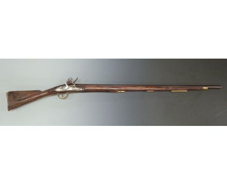 India Pattern Brown Bess flintlock hammer action musket with lock stamped Tower and with crown over GR cypher, brass trigger 