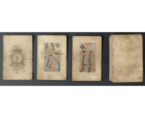 Hall & Son, England playing cards. Small Garter ace. GIII, No. 16. Standard full length courts. Piquet pack with wide border.