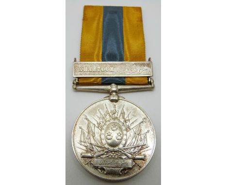 British Army Khedive Sudan Medal with clasp for Khartoum, named to 2694 Pte T Whelan, 2nd Battalion Lancashire Fusiliers