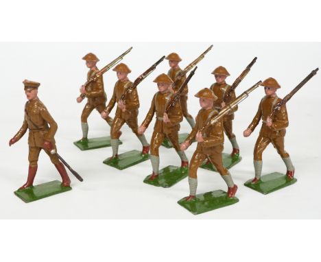 Eight John Hill &amp; Co Johillco oversized lead soldiers, each 6 cm tall.&nbsp;