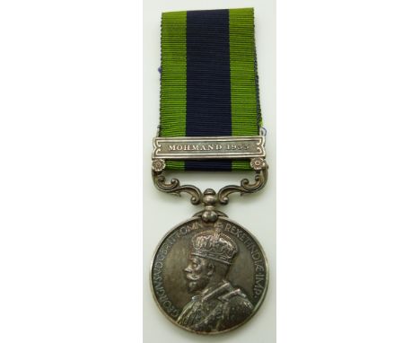 British Army India General Service Medal 1909 with clasp for Mohmand 1933, Pte Bhishti Mohd Fazal, Indian Service Corps