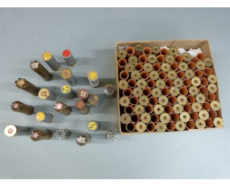 Ninety-six Eley Kynoch 20 bore new primed empty shotgun cartridges together with 21 brass and metal cased 12 bore shotgun car
