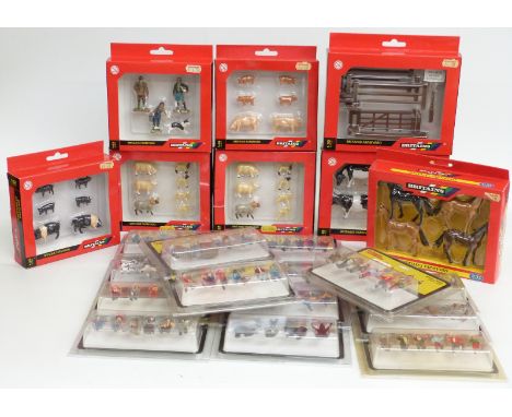 Twenty-three Britains and Britains Woodland Scenics 1:32 scale model farm animal and figure sets, all in original boxes.&nbsp