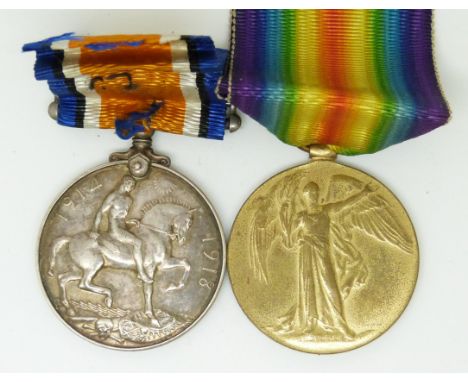 Royal Navy WWI medals comprising War Medal and Victory Medal named to R 596 M Ayers RNVR