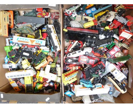 A large collection of Matchbox, Corgi, and similar diecast model vehicles and accessories, some in original boxes&nbsp;