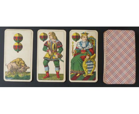 Frommann and Bunte, Darmstadt, Germany playing cards. South German pattern. German suits. Single ended courts., round corners