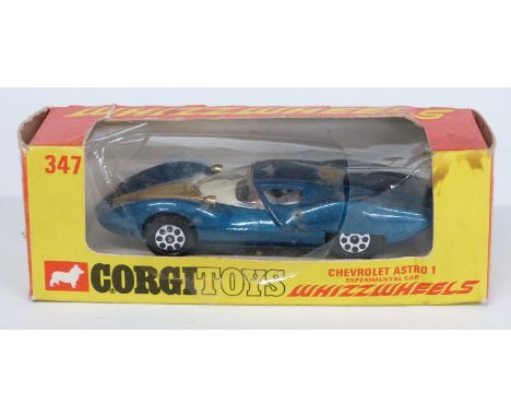 Corgi Toys Whizzwheels Chevrolet Astro 1 Experimental Car with blue body and cream interior 347, in original display box&nbsp