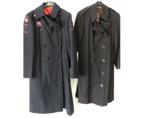 British Red Cross coat with Wiltshire 42, Quartermaster insignia together with another British Red Cross coat, size S/M