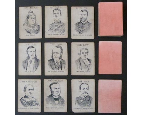 Victorian playing card game. Black and white engravings of Queen Victoria, the Royal family and eminent people of the day. Pl