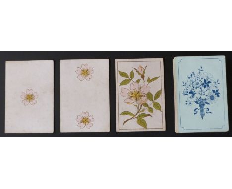 Marcus Ward & Co, London, England. Playing card game Posies The New Floral Cards. 8 sets of 6 different flower cards. Square 