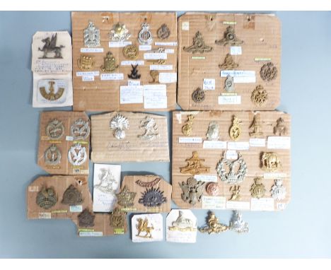 British and Commonwealth Army cap badges including Long Range Desert Group, V Force, Canadian Infantry and Australian Forces,
