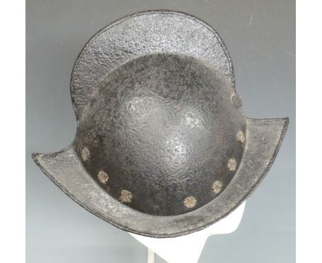 Circa 16th/17thC Comb Morion helmet with rosette rivet decoration&nbsp;