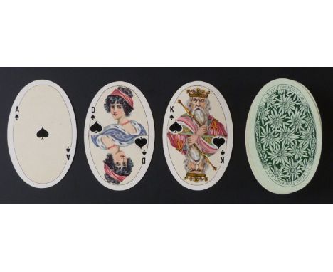 C.L.Wust, Frankfurt, Germany playing cards. Oval patience cards No. 240. Double ended courts, German indices on courts. Green