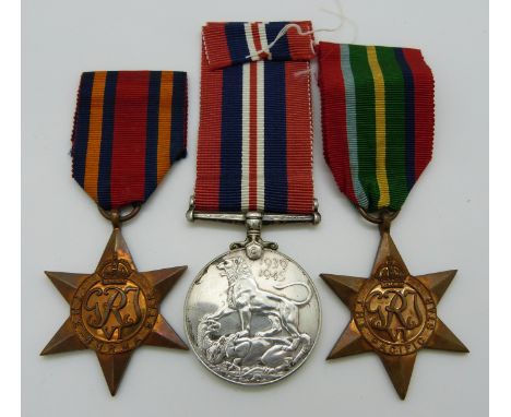 British Army WWII medals comprising the Burma Star, Pacific Star and War Medal