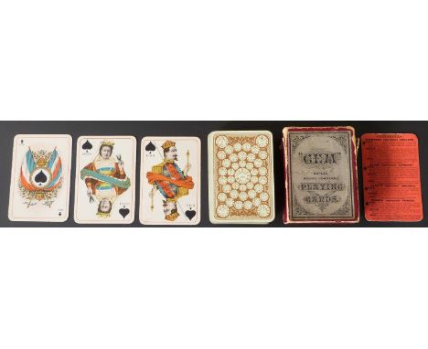 Kimberley and Sons. Birmingham. 'Gem' Royal National Patriotic playing cards. Fourth edition. Aces have 2 flags. Small indice