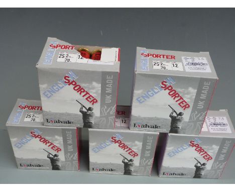One hundred and twenty five Lyalvale English Sporter 12 bore shotgun cartridges, all in original boxes&nbsp;PLEASE NOTE THAT 