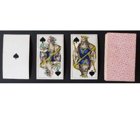 Joseph Glanz, Vienna, Austria patience playing cards. Double ended non standard Baroque courts, split diagonally, square corn