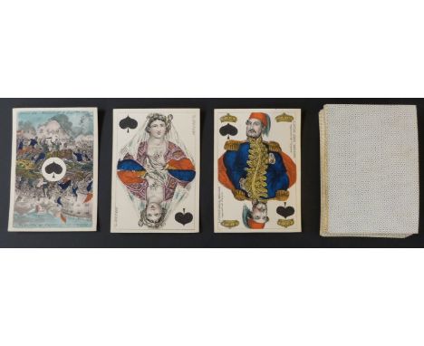 C.L.Wust, Frankfurt, Germany playing cards. Crimean War pack. The aces feature battle scenes and the courts the monarchs of B