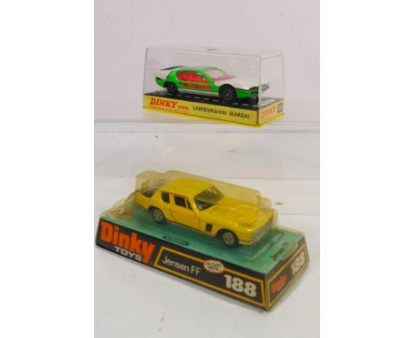 Dinky Toys - Two boxed diecast model cars from Dinky Toys. Lot consists of Dinky Toys #188 Jensen FF; together with #189 Lamb