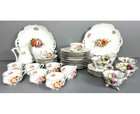 A part German china coffee set, to include, cups, saucers, side plates, etc, also Festoon pattern china to include: bowls, pl