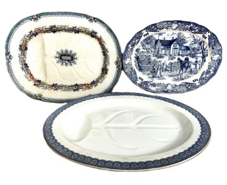 A group of ashets and platters, to include a Victorian Royal Worcester meat patter, 43 x 55cm.&nbsp;