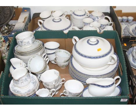 Two boxes of tea and dinner wares, to include Royal Doulton Atlanta pattern and Royal Albert Silver Maple pattern 