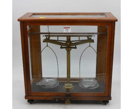 A vintage set of Rooke &amp; Sons balance scales, height 42cm, width 42cm, depth 20cm