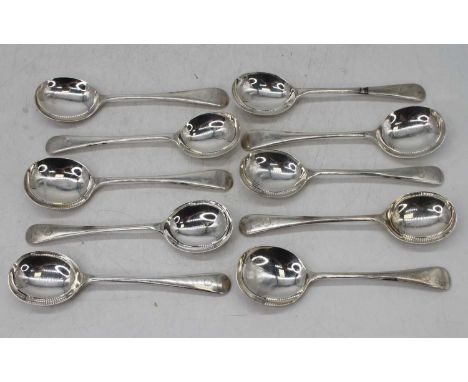 A set of ten George VI silver soup spoons in the Old English pattern, Sheffield 1938/9, maker Cooper Brothers &amp; Sons, 19.