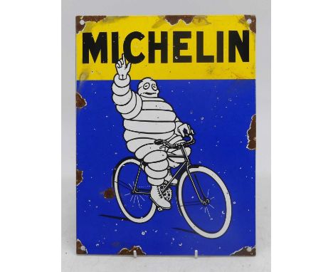 An enamel advertising sign for 'Michelin' 22x5cm
