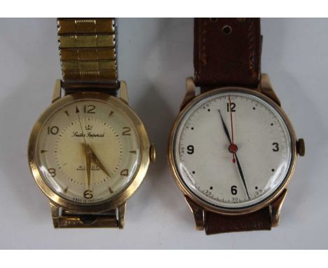 A gent's Smiths Imperial 9ct gold cased manual wind wristwatch, the back cover with engraved presentation inscription, circa 