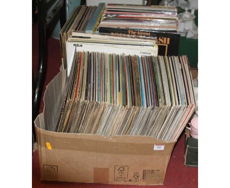 Two boxes of vintage records, to include The Great Johnny Cash and Frank Bridge String Quartet
