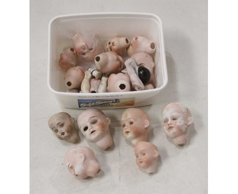 A collection of early 20th century bisque dolls heads (only), to include Herman Steiner No.128, 6cm, Armand Marseilles No.390