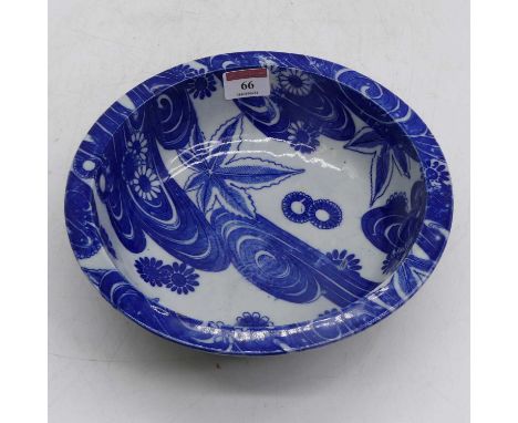 A Japanese blue &amp; white bowl, decorated with foliage, dia. 23cm