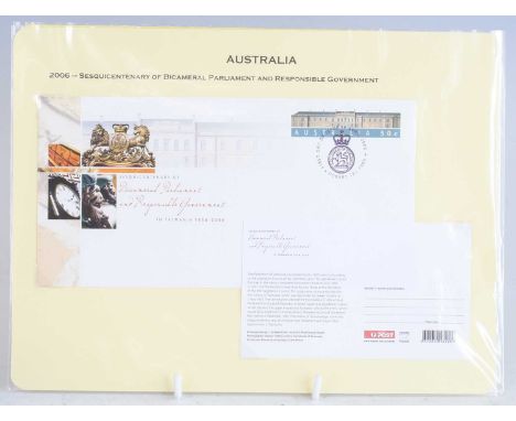 Australia, a collection of postal history and First Day Covers to include 2005 150 Years of Parliament of Victoria, 2006 Sesq