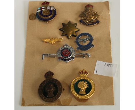 Enamel Badges - Nottinghamshire and Derbyshire Sherwood Foresters Womens Land Army, For Empire, Royal Engineers, RAF, etc (8)