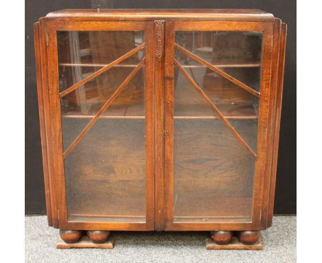 An Art Deco oak display cabinet, c.1940