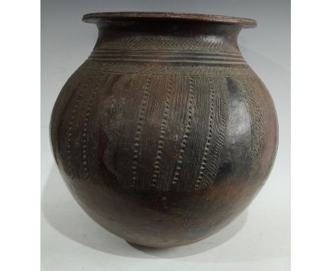 A large brown glazed Art Pottery jar