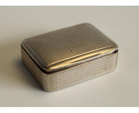 A German silver snuff box, engine turned, hinged cover, halbmond und krone mark