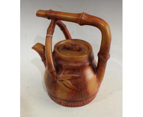 An unusually large Chinese teapot, Yixing type, 28.5cm high