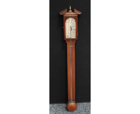 A George III style stick thermometer/'barometer', J.Blatt, Brighton, 99cm long, late 20th century