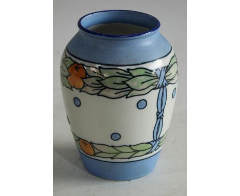 A Charlotte Rhead Garland pattern ovoid vase, Burleigh ware, 11cm high