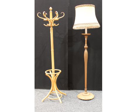 A Thonet style bentwood coat/hat stand; a standard lamp (2)